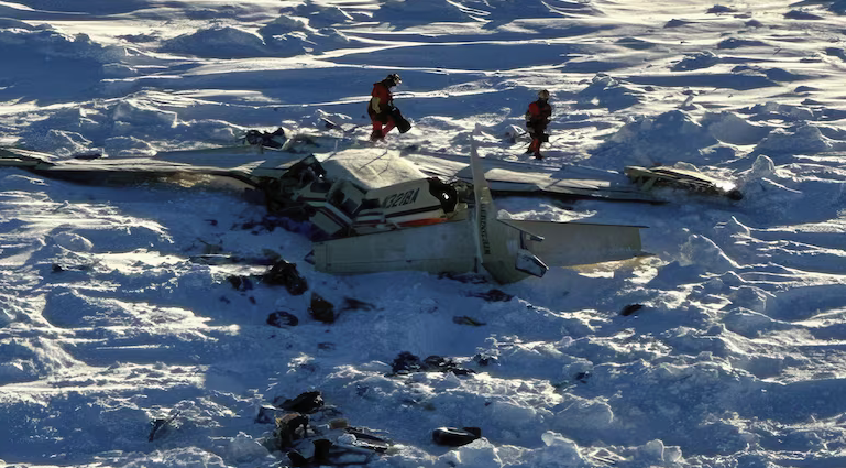 Missing commuter plane found crashed on Alaska sea ice and all 10 aboard died